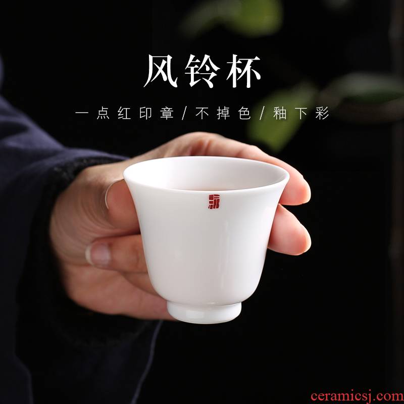 . Poly real view jingdezhen hand - made small kung fu tea set ceramic cups of tea light to use white porcelain single cup sample tea cup