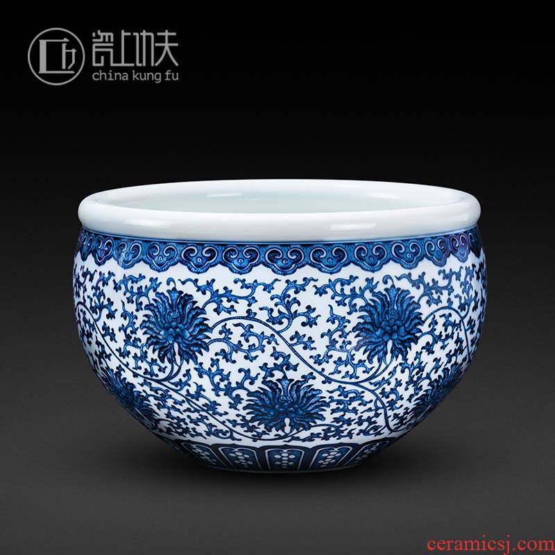 Jingdezhen porcelain put lotus flower porcelain tea wash tank ceramic home furnishing articles sitting room of Chinese style office large porcelain