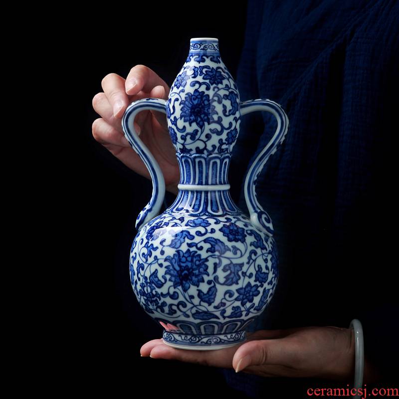 Jingdezhen imitation the qing qianlong vase hand - made antique bound lotus flower grain ear vase