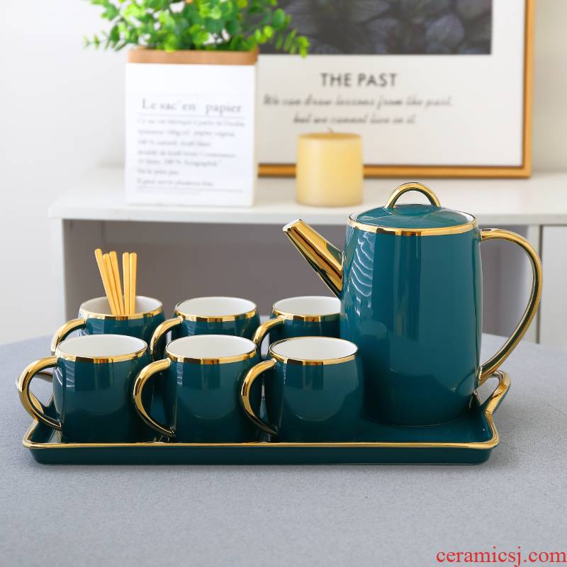 Coffee cup suit small European - style key-2 luxury English afternoon tea camellia tea home sitting room ceramic glass cup
