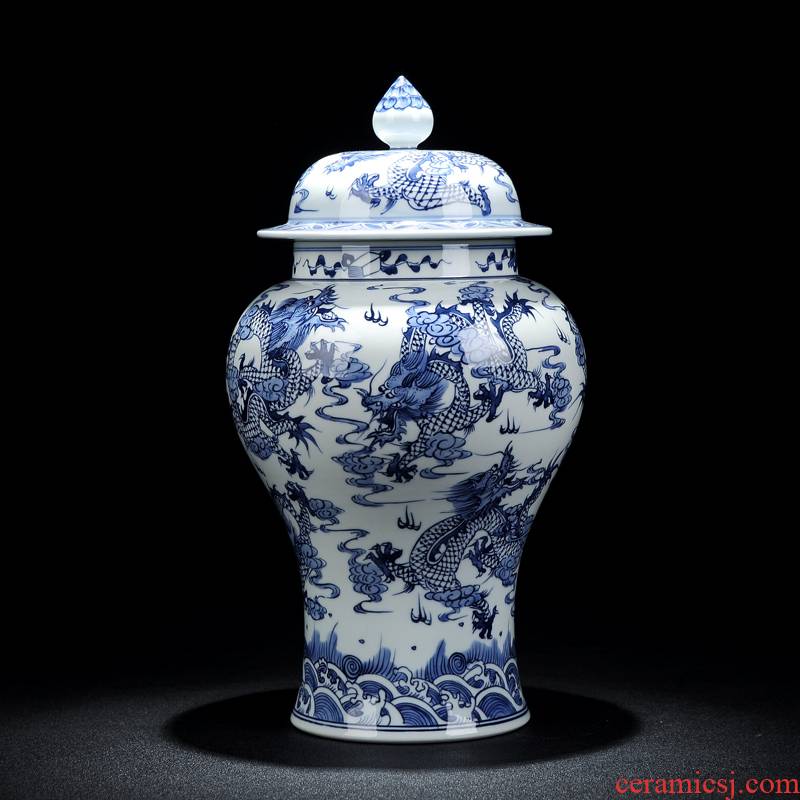 Jingdezhen hand blue and white porcelain vase imitation the qing emperor kangxi heavy industry general collection tea pot, Kowloon