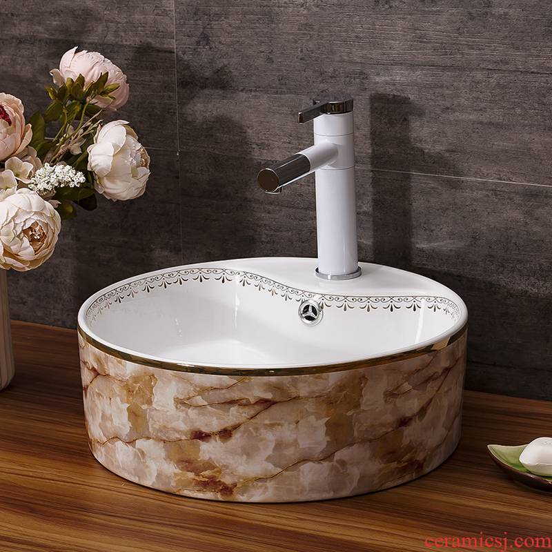 Imitation marble decorative pattern on the ceramic bowl round European archaize bathroom washs a face the balcony sink basin of art