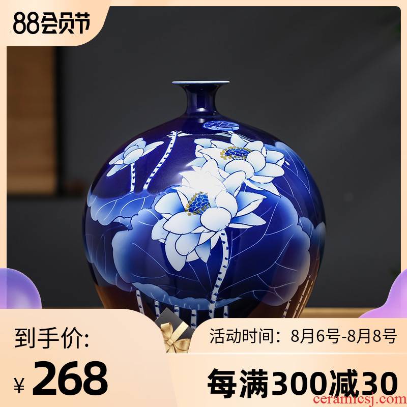 Chinese blue and white porcelain of jingdezhen ceramics hand - made lotus flower vase furnishing articles household act the role ofing is tasted sitting room flower arranging, gifts