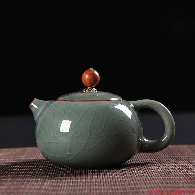 QY poly real scene up ceramic teapot small single pot of kung fu tea set celadon teapot elder brother up with crack pot by hand