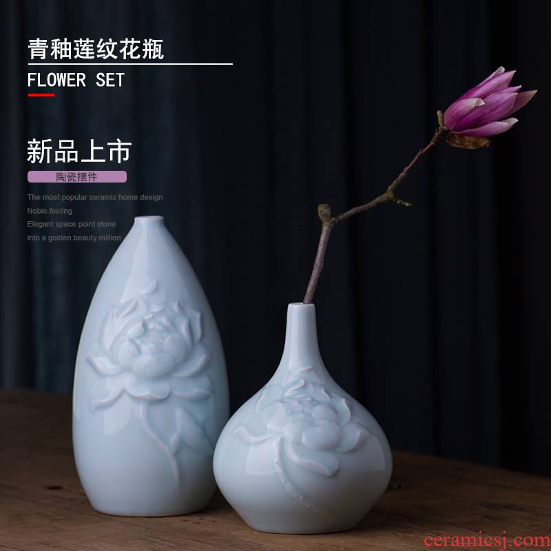 Buddha lotus home sitting room ceramic vase furnishing articles table mesa small pure and fresh flower arranging creative contracted decorate flowers