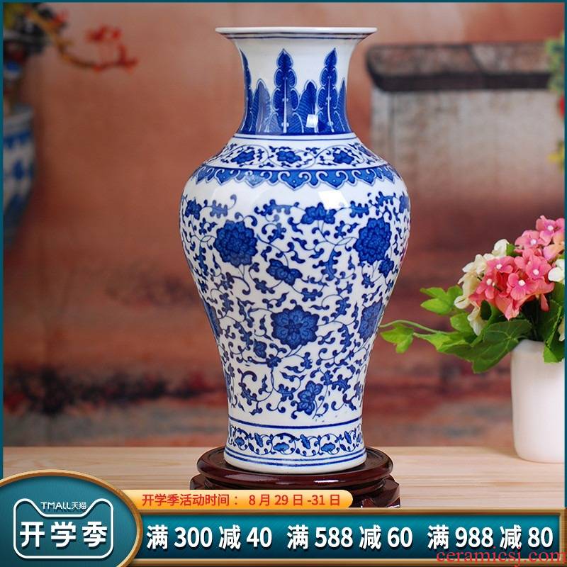 056 household act the role ofing is tasted the blue and white porcelain of jingdezhen ceramics branch lotus bottles of antique crafts fashion furnishing articles