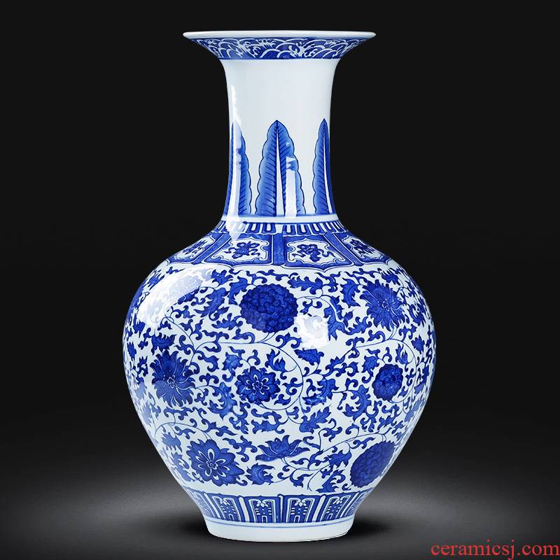 Jingdezhen ceramics archaize large blue and white porcelain vases, new Chinese style household living room TV ark adornment furnishing articles