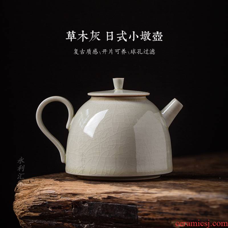 Wynn collect plant ash Japanese little teapot single pot of kongfu tea ware jingdezhen ceramic tea set pure manual