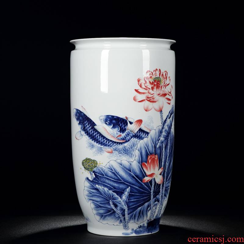 Jingdezhen sell loose guo - hua liu qin works under the glaze colorful fish figure sitting room be born Chinese vase vase mesa