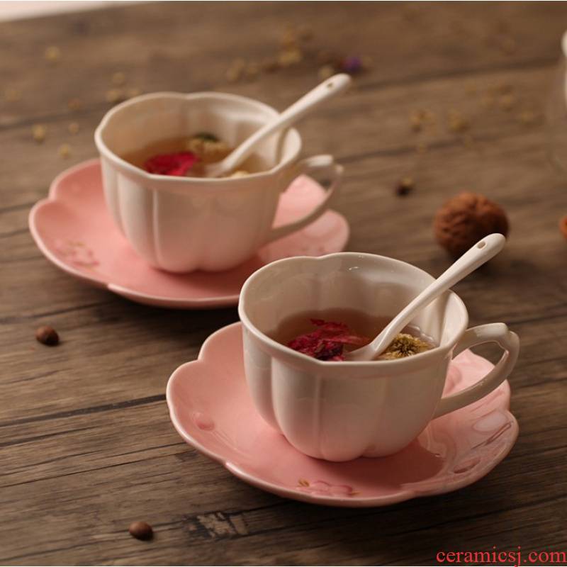 Japanese girl cherry blossom put ceramic coffee cup coffee cups and saucers suit European cups and saucers afternoon tea cups with crossover vehicle