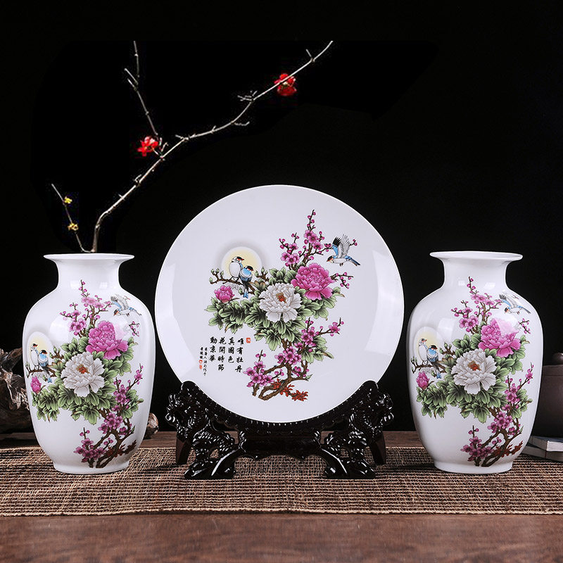 Jingdezhen ceramics three - piece decoration ceramic vase furnishing articles furnishing articles TV ark, office sitting room