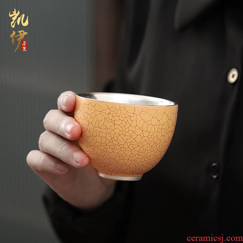 Tasted silver gilding sample tea cup tortoiseshell dragon master of jingdezhen ceramic cup silver cup kung fu tea cups silver cup