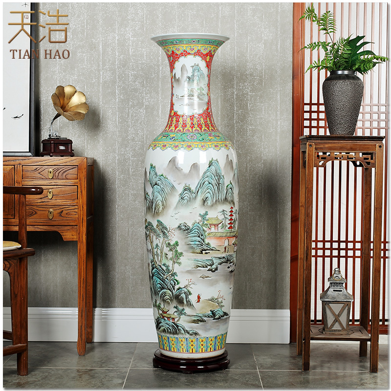 Jingdezhen ceramic hand - made hotel opening of new Chinese style living room TV ark of large vase flower arranging decorative furnishing articles