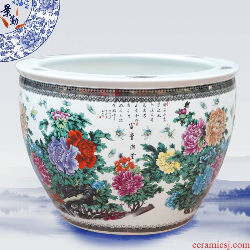 152 home furnishing articles of jingdezhen ceramic aquarium fish tank water lily bowl lotus cylinder aquarium wealth and fertility