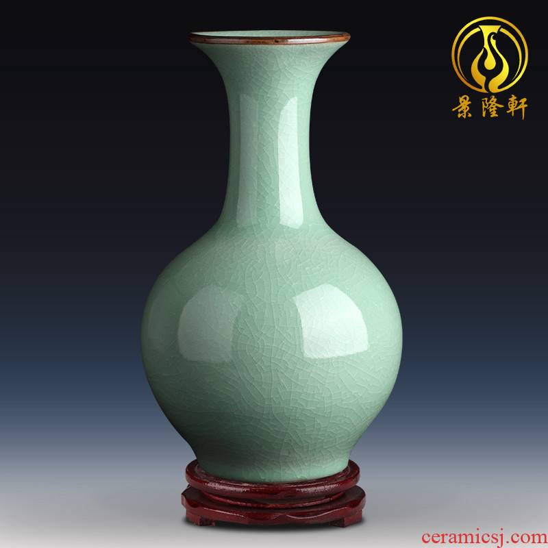 Jingdezhen ceramics celadon vase antique Chinese style living room TV cabinet flower adornment household porcelain furnishing articles
