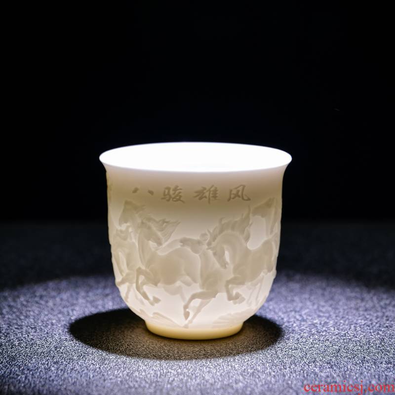 Dehua white porcelain sample tea cup ceramic cup bowl master single cup of pu 'er tea cup kung fu tea custom logo