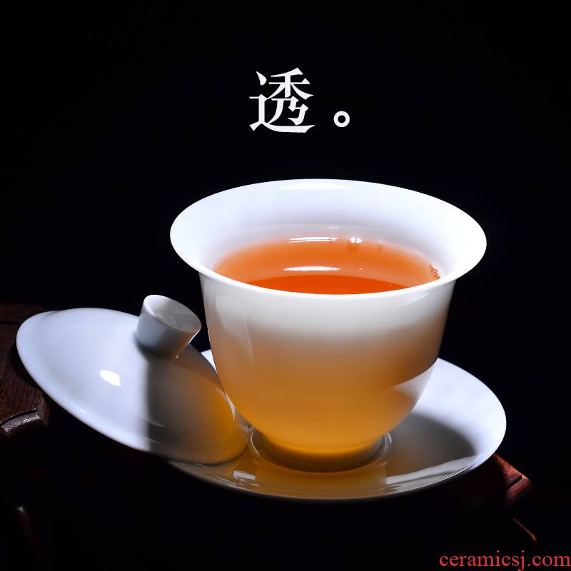 Twenty - four implement three tureen jingdezhen ceramic bowl to bowl large worship white white porcelain cups kung fu tea set