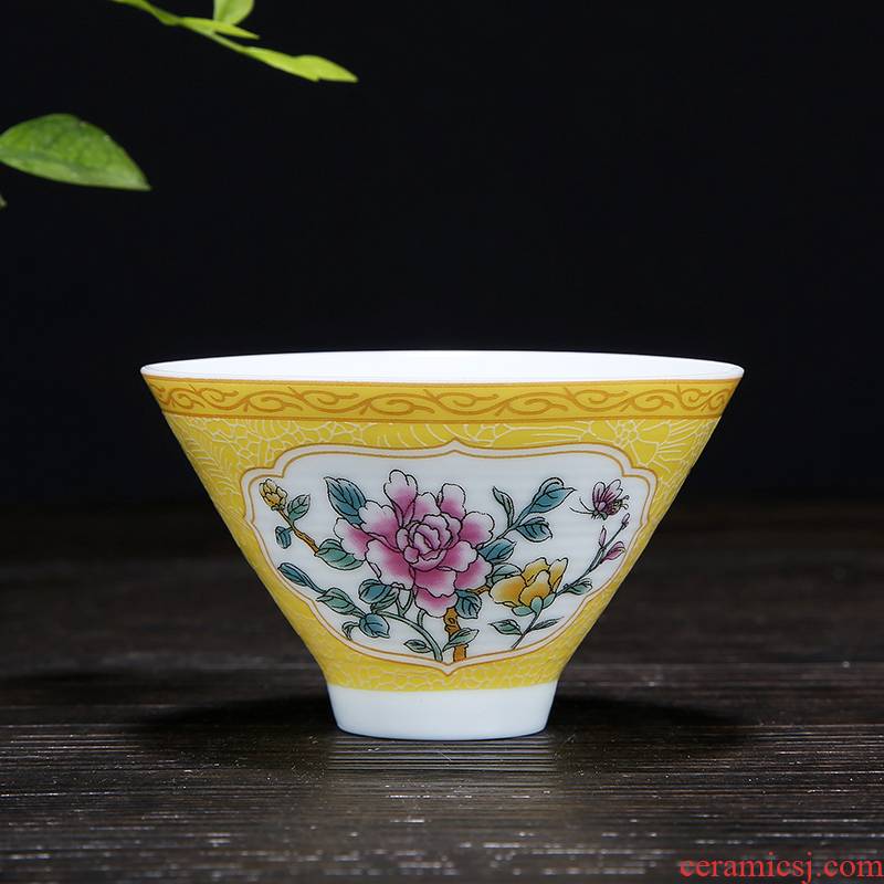 Hat glass ceramic kung fu tea cup sample tea cup to pick flowers with masters cup single glass enamel porcelain cup move