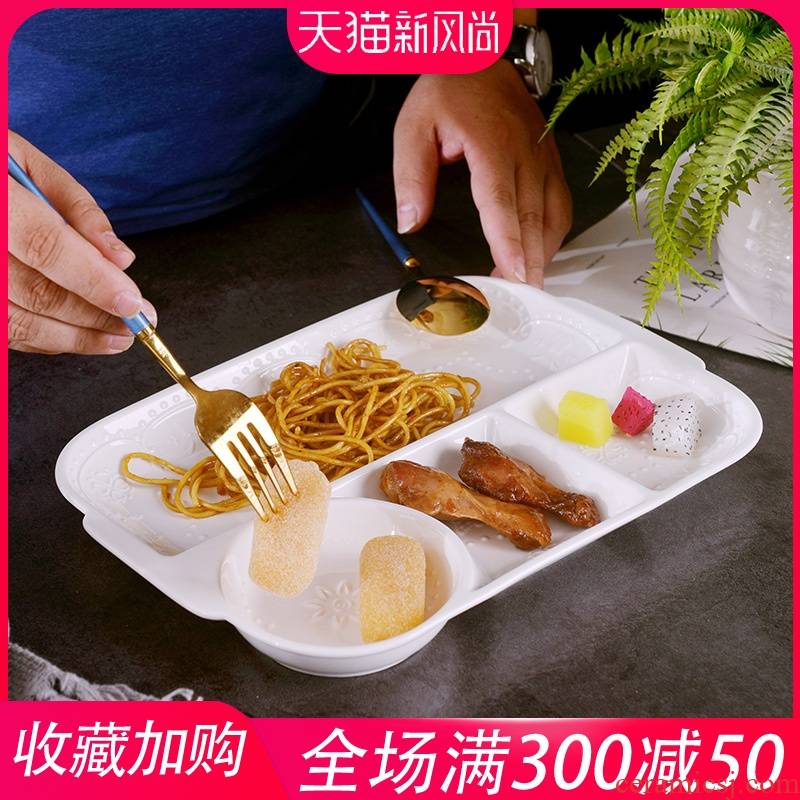 Under the glaze color embossed grain ceramic frame eat fast food dish one Japanese household creative children separated plate plate