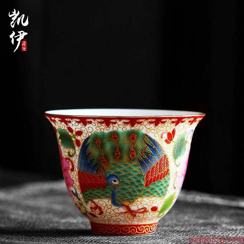Wire inlay colored enamel porcelain kung fu tea cups golden sample tea cup tea cups personal master cup cup flower tea cups