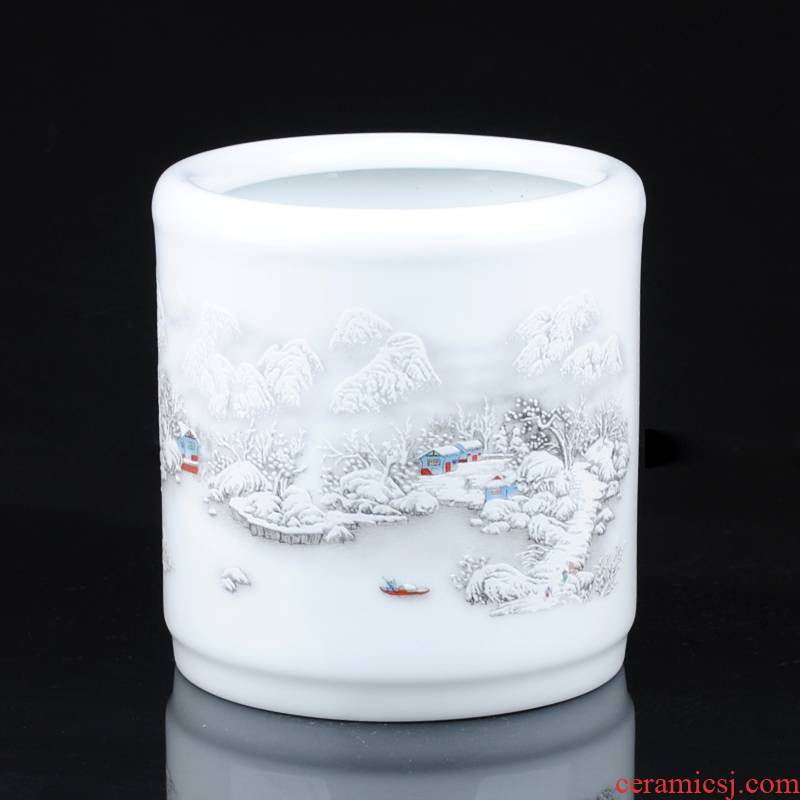 Jingdezhen porcelain brush pot receive four treasures of the study of modern Chinese style desk study desk furnishing articles ornaments