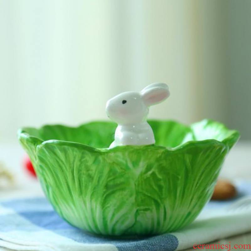Jingdezhen tableware under glaze color porcelain snack animal cartoon express little white rabbit baby dim sum dishes