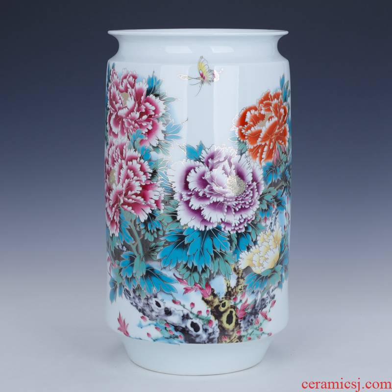 Jingdezhen lucky bamboo vase water raise quiver of pottery and porcelain painting and calligraphy calligraphy and painting scroll cylinder receive barrels of the sitting room decorate a furnishing articles
