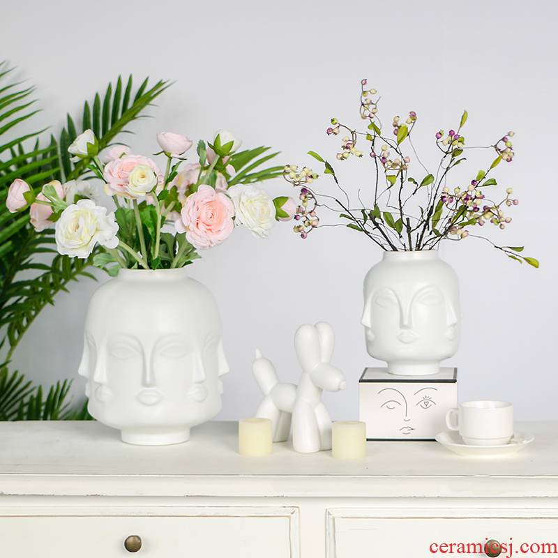 Contracted the Nordic polyhedral face art ceramic vases, flower arrangement to decorate the sitting room porch creative table flower implement furnishing articles