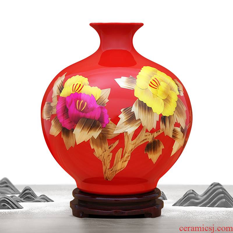 To ceramics craft straw stickers vase of jingdezhen ceramics handicraft furnishing articles
