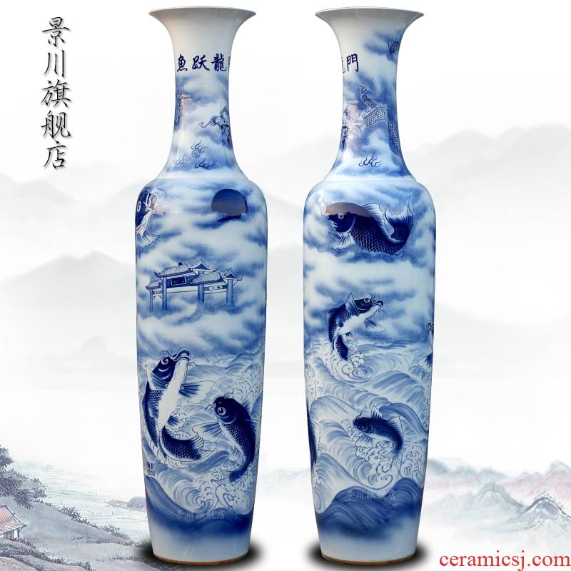 Jingdezhen ceramics hand - made the leap to the French blue and white porcelain vase sitting room adornment opening gifts furnishing articles