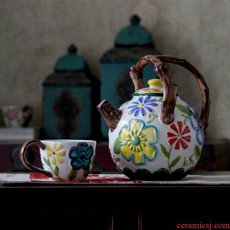 The Mediterranean country rural ikea decoration decoration painting ceramic coffee set suit furnishing articles