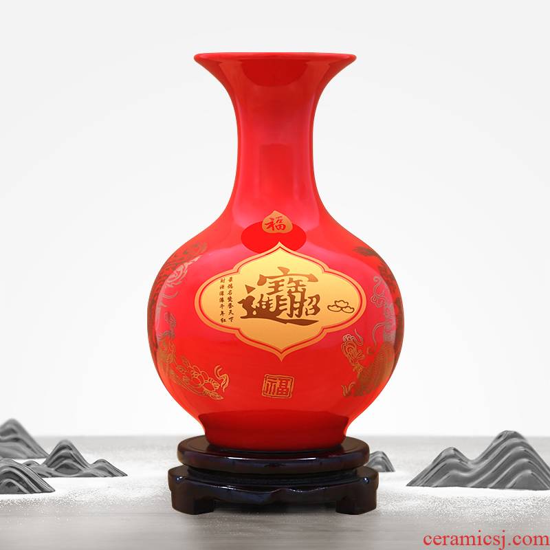 Chinese red paint longfeng to industry maxim's vase