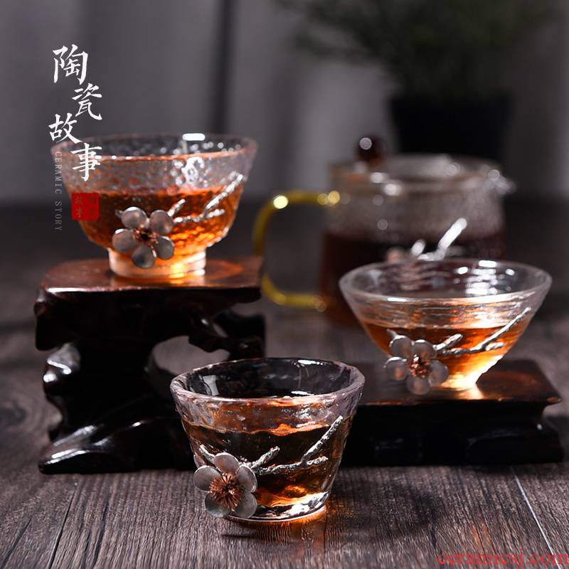 Ceramic story Japanese small hammer glass tea cup masters cup single CPU kung fu tea set hat to curium tin sample tea cup