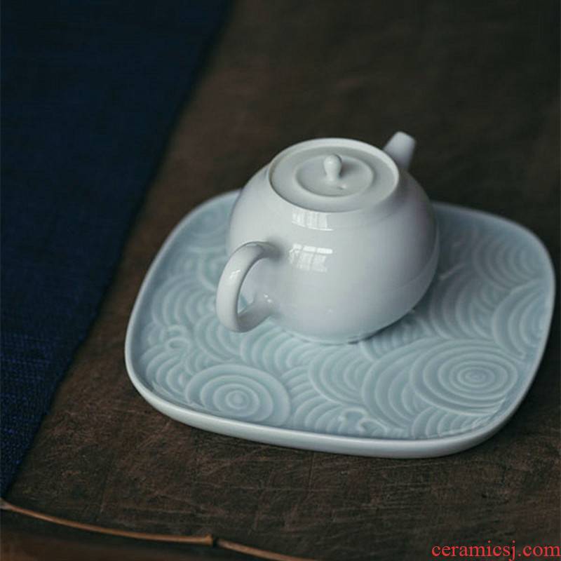 Poly real scene bas - relief waves pot bearing fruit tea tray saucer display plate jingdezhen checking ceramic plate