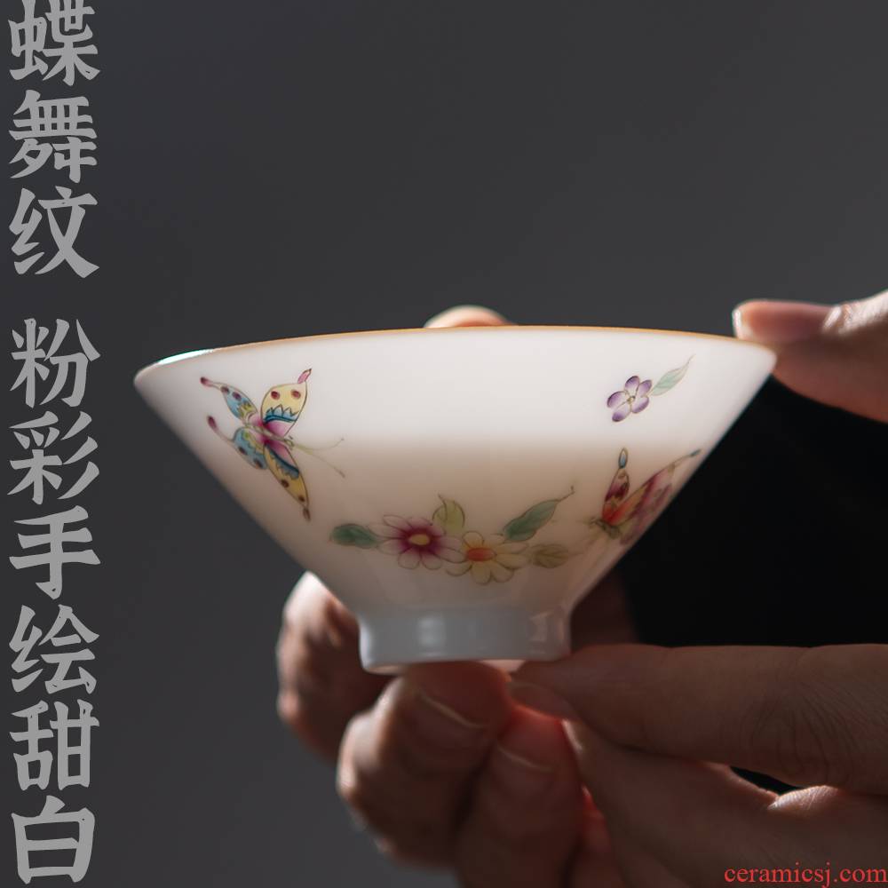 24 is single cup tea cups at upstream kung fu master cup small jingdezhen ceramic powder enamel hand - made