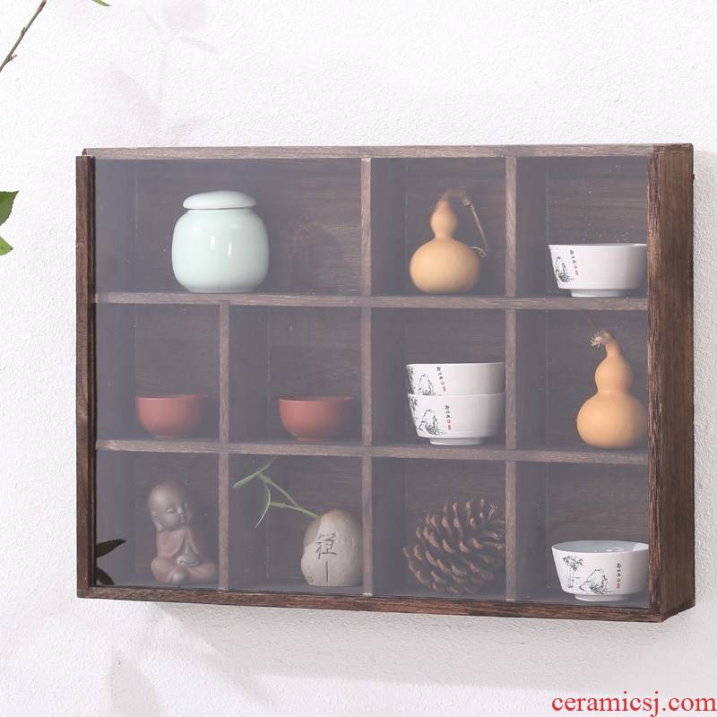 Solid wood cupholders are it to hang wall antique teapot aircraft curio cabinet cabinet shelf hanging small rich ancient frame