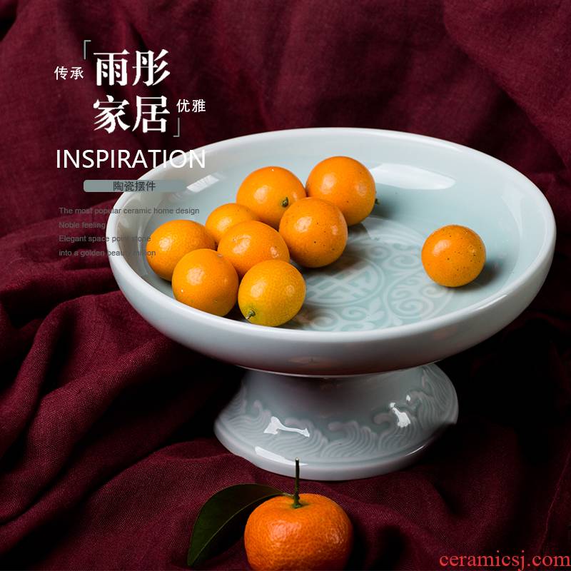 Jingdezhen manual celadon ceramic bowl of carve patterns or designs on woodwork compote household act the role ofing is tasted furnishing articles ceramic decoration