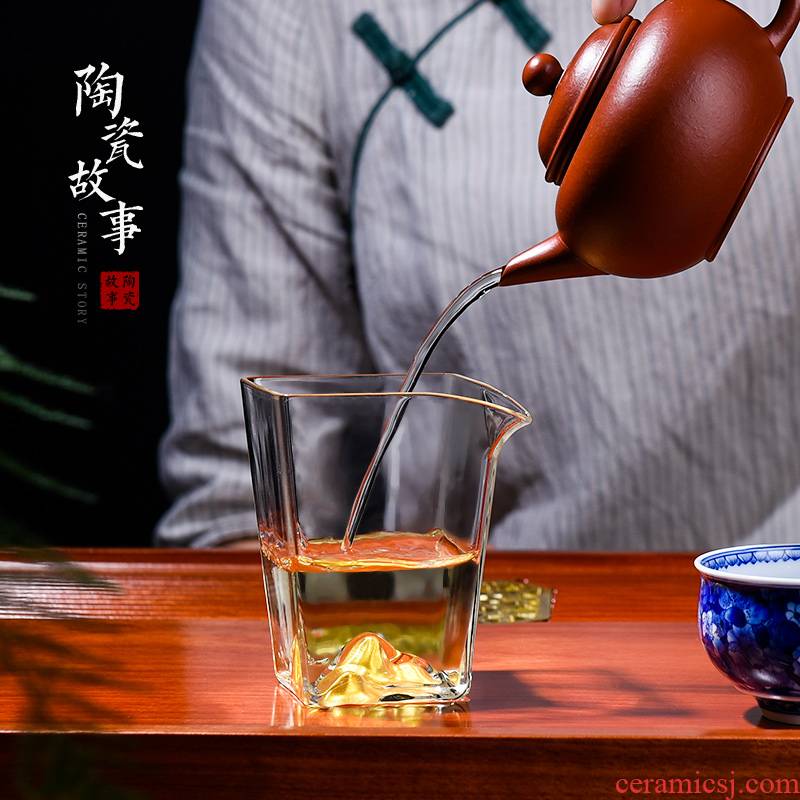 Ceramic fair story hills and green tea cup of heat - resistant glass filter points of high - grade tea sea kung fu tea accessories