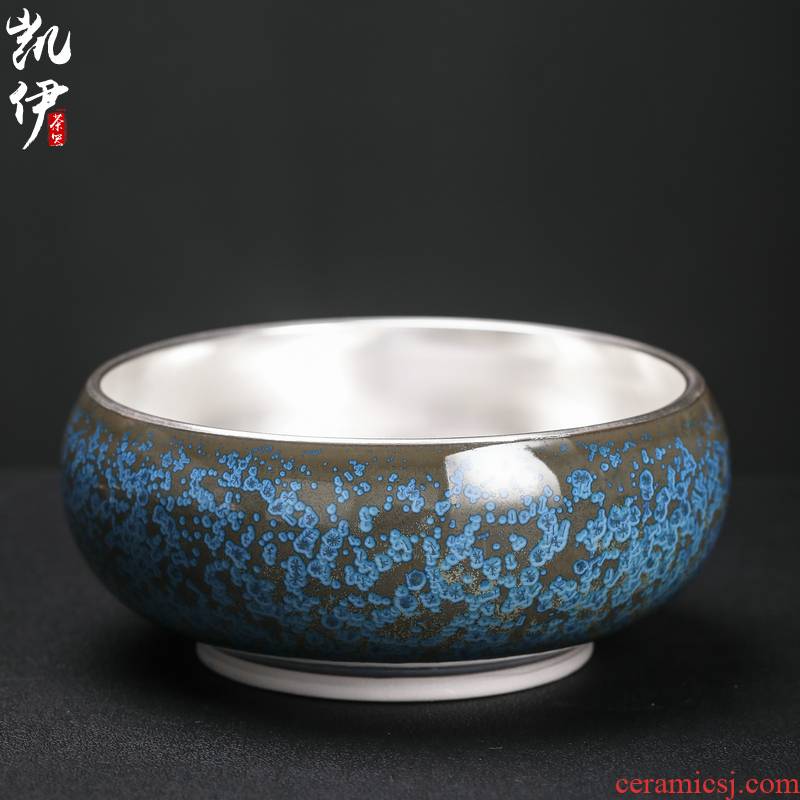 Taiwan floating cui aquamarine ceramic tea wash to wash large cup writing brush washer tea in hot water jar barrel parts tea sets