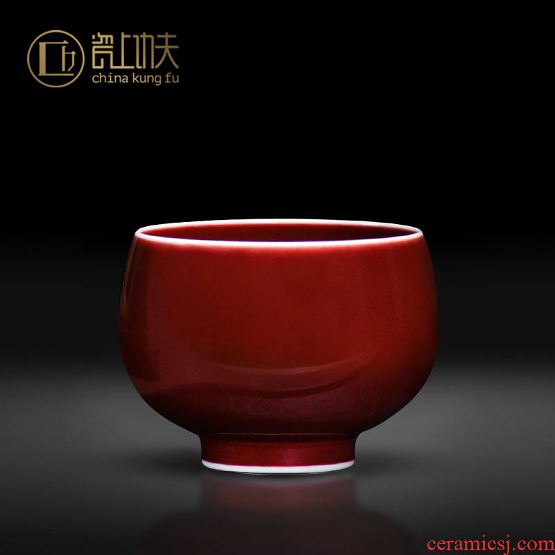 Jingdezhen teacup masterpieces masters cup cup single sample tea cup red ceramic up personal kung fu tea cups manually
