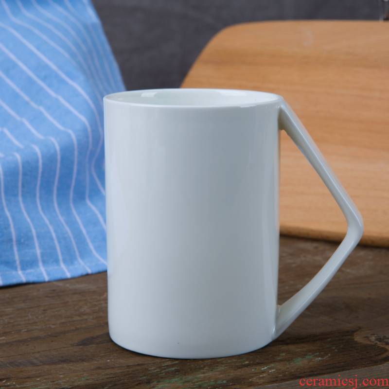 Qiao mu jingdezhen pure white ipads porcelain cup cup with cover glass office cup boss cup hand cup cup personal customization