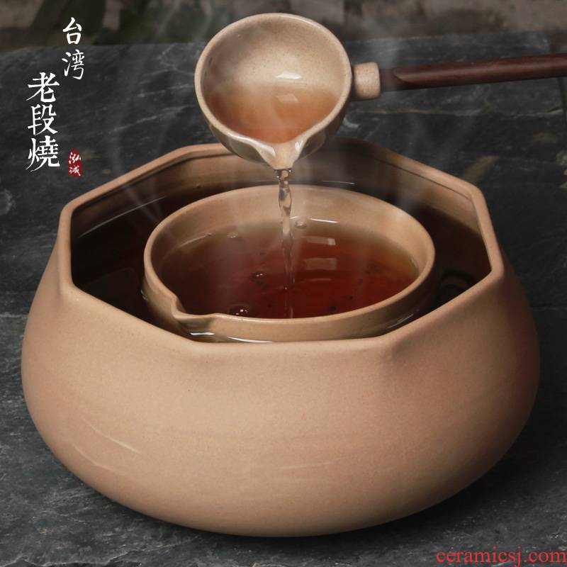 Taiwan old calcinations electric TaoLu boiling pu 'er tea is tea spoon set coarse ceramics to use black bowl dried tea
