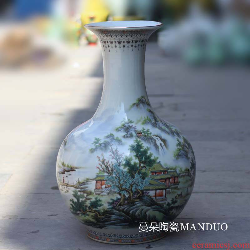 Jingdezhen landscape design ceramic ceramic furnishing articles furnishing articles study refinement peony peony peacock 50 to 60 cm