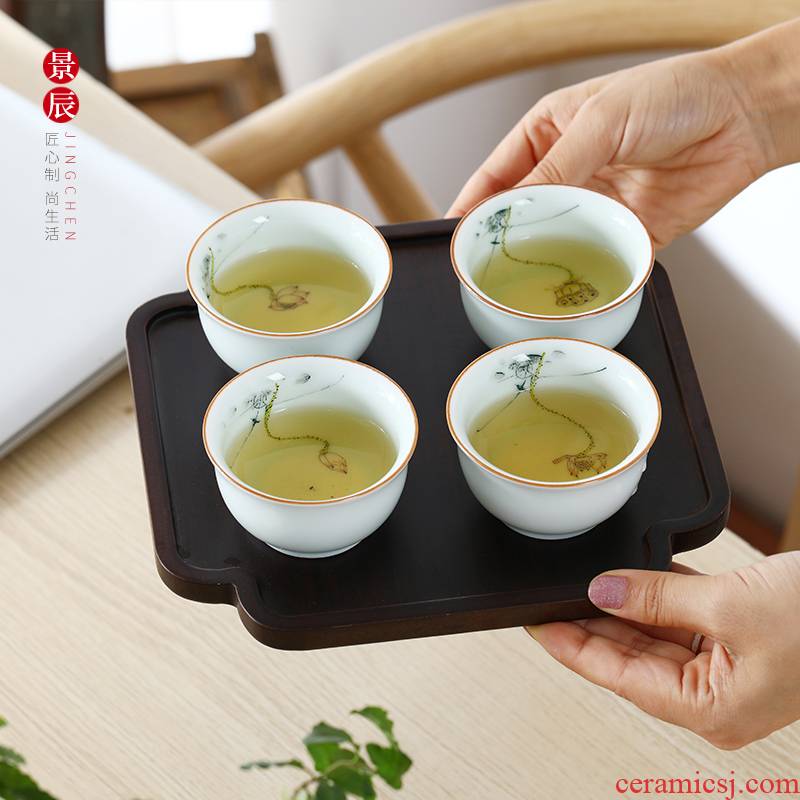 Kung fu ceramic cups hand - made creative sample tea cup tea set master cup small single cup bowl of jingdezhen