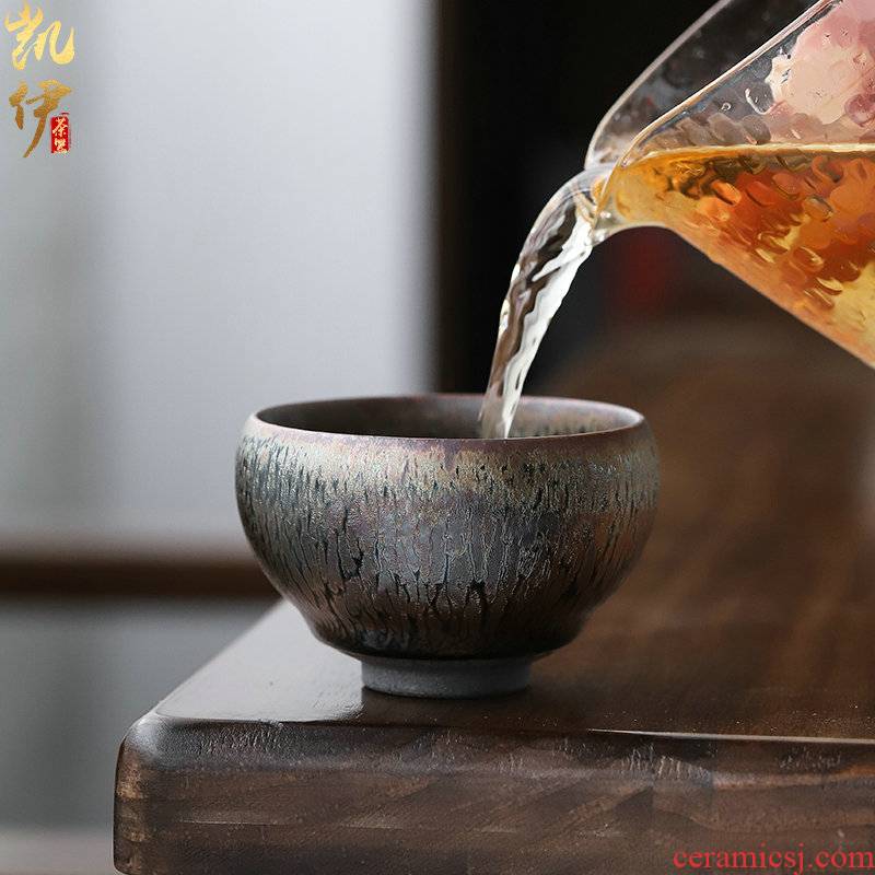 Temmoku up built hand made light masters cup ceramic sample tea cup kunfu tea tea cup home hand grasp a cup of tea cup