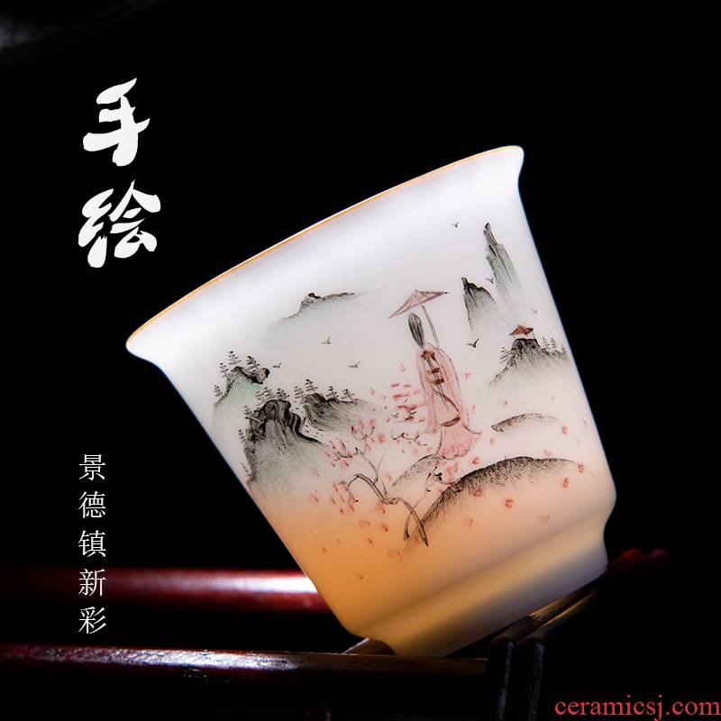 24 is kung fu tea cups little single cup of jingdezhen ceramic sample tea cup hand - made white porcelain masters cup tea cup