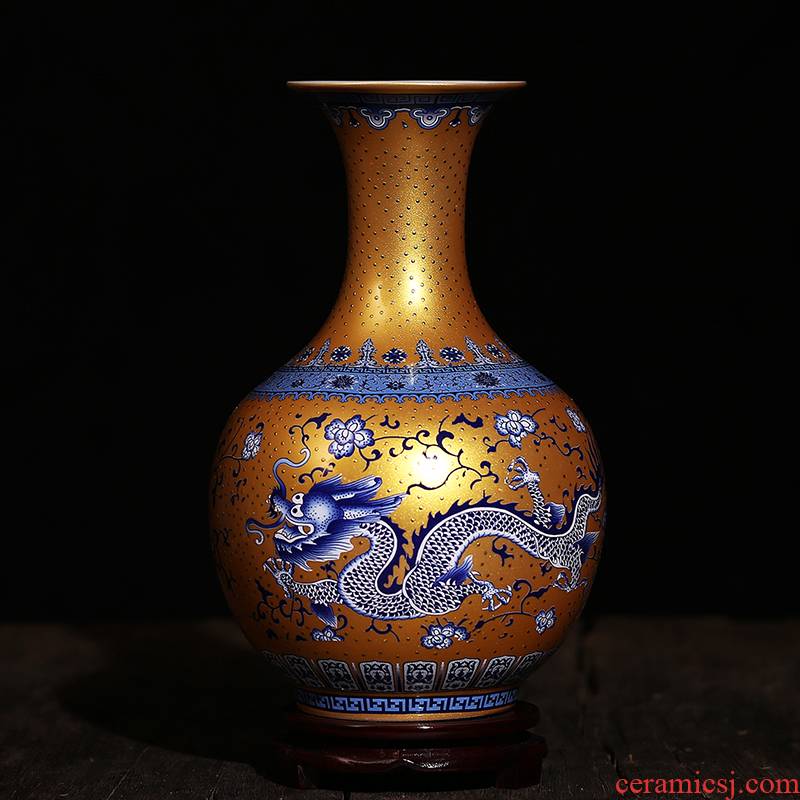 Jingdezhen ceramics in vases, crystal glaze antique vase dragon home sitting room adornment is contracted furnishing articles