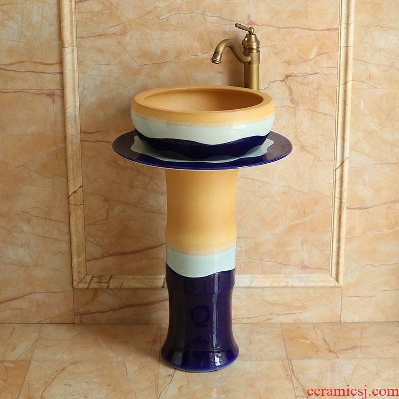 Spring rain ceramic column basin washing a face basin of pillar type is suing toilet wash gargle balcony floor type lavatory