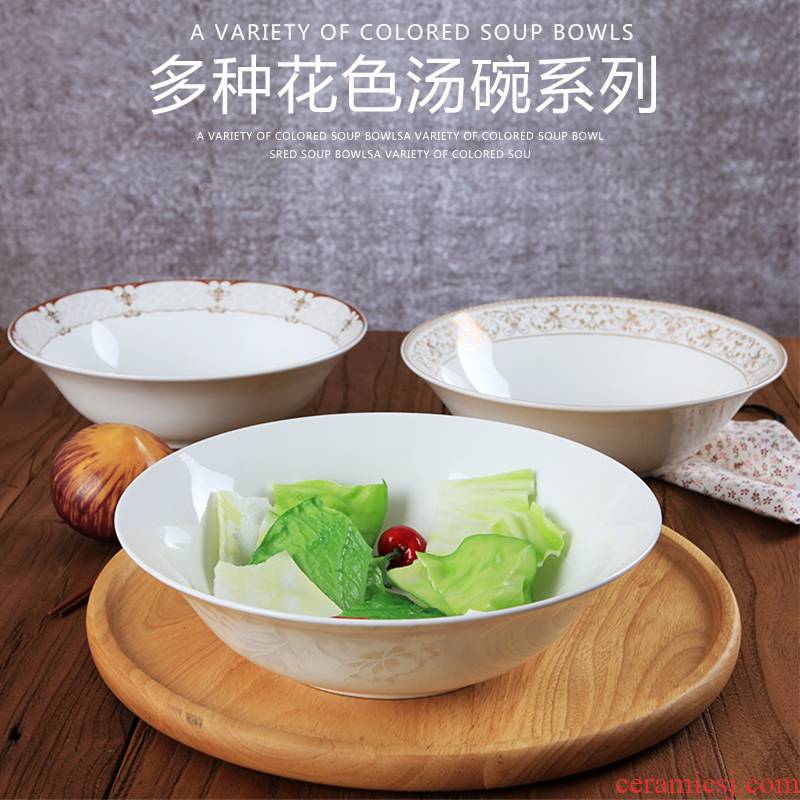 Jingdezhen ceramic household use ipads China 9 inches large noodles soup bowl creative jobs microwave Korean dishes