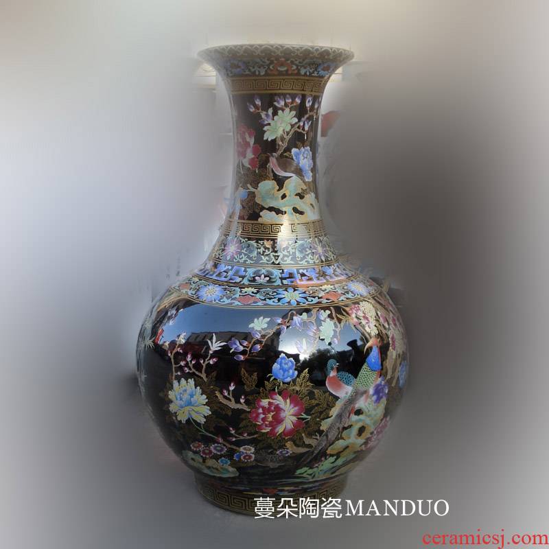 Made black color porcelain vase flowers part color display vase 55 high vase
